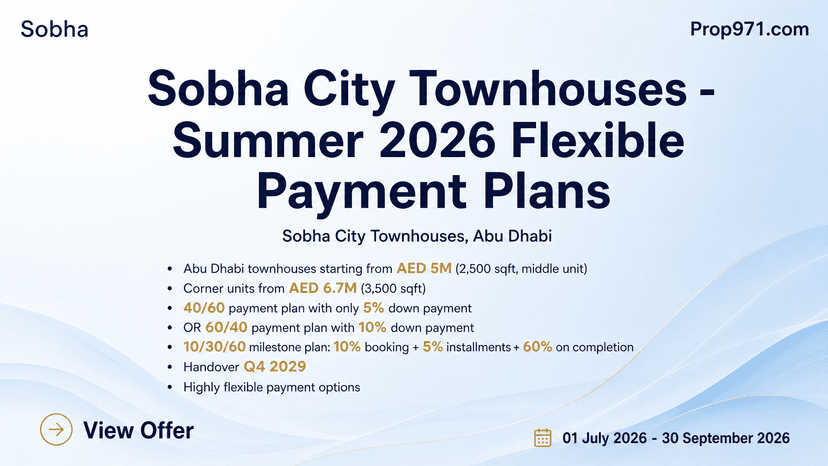 Sobha City Townhouses - Summer 2026 Flexible Payment Plans