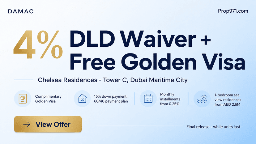 DAMAC - Chelsea Residences: 4% DLD Waiver + Free Golden Visa